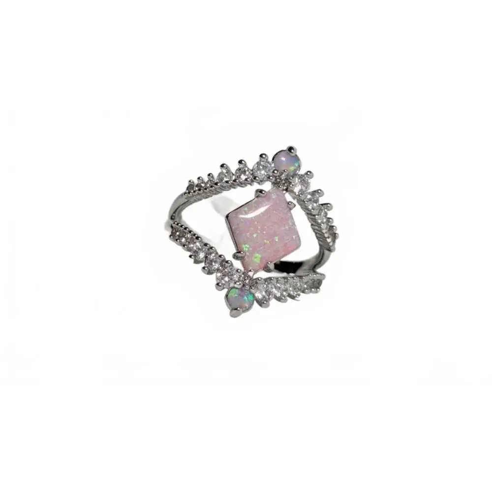 Stylish Vintage Opal Ring with Crystal Accents Size 7 - Picture 7 of 9